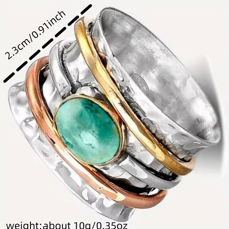 Coco - Vintage Gold and Silver Ring with Turquoise
