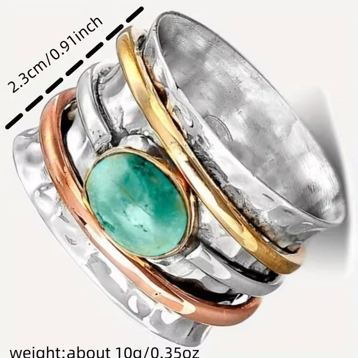 Coco - Vintage Gold and Silver Ring with Turquoise