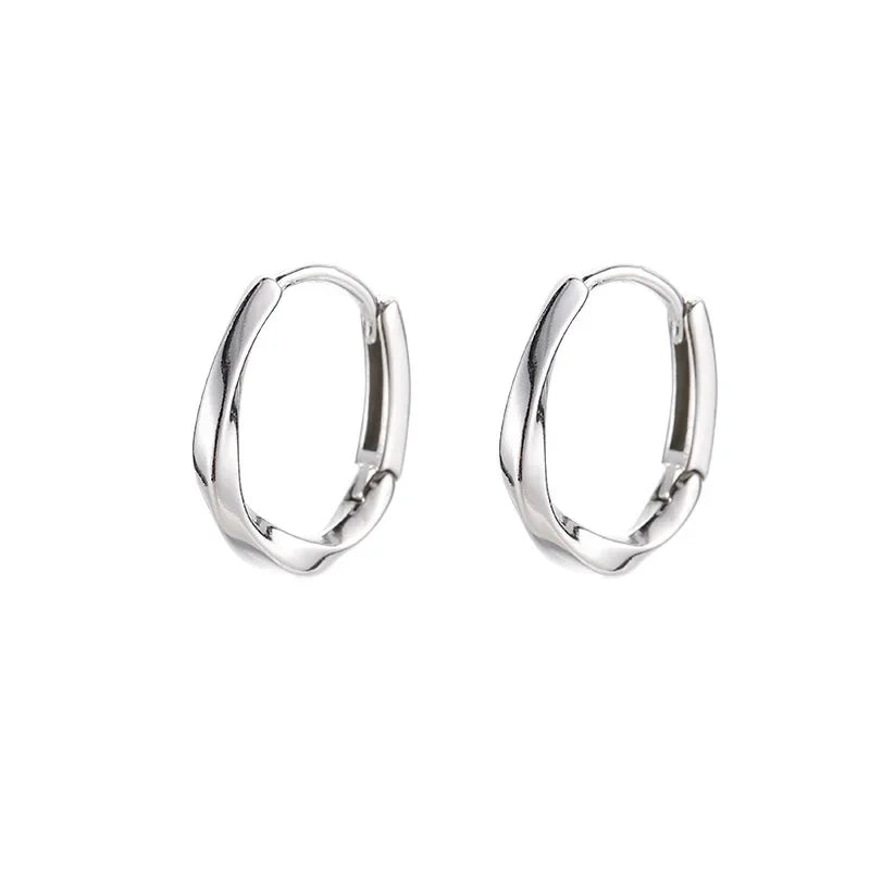 Sterling Silver Round Inlaid Earrings
