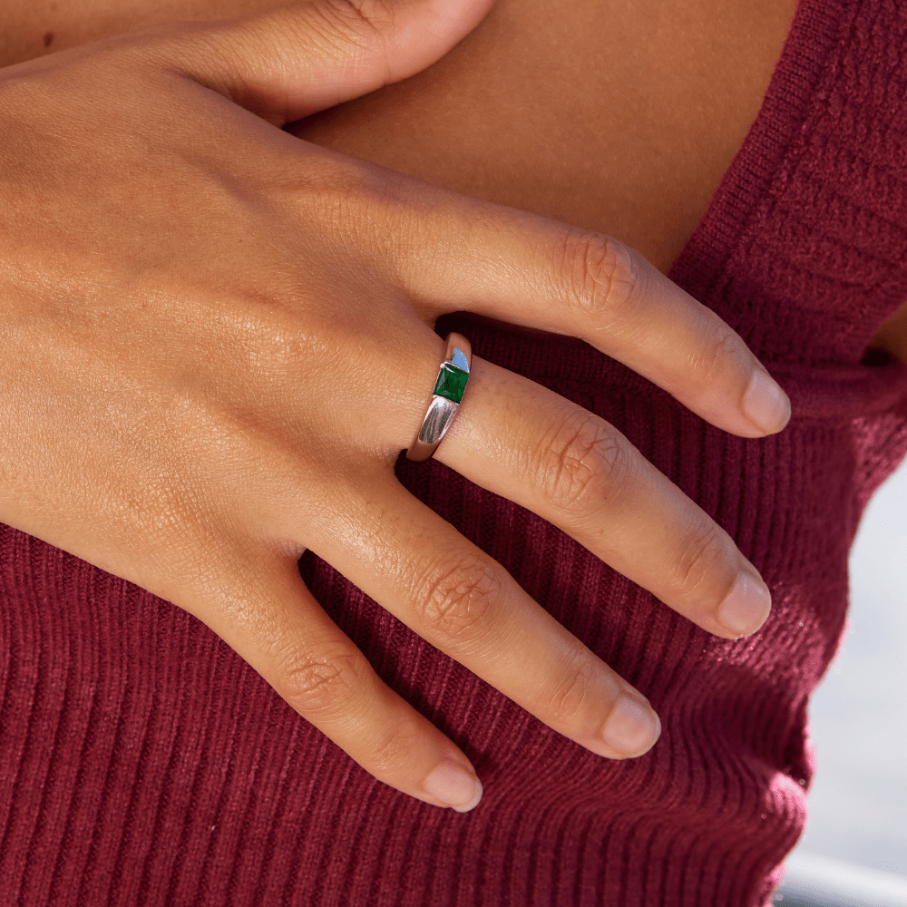 Ember Silver Emerald Ring