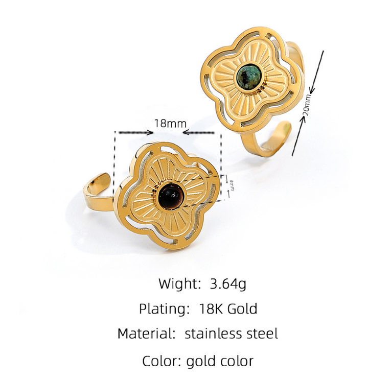 Tiger's Eye Flower Ring