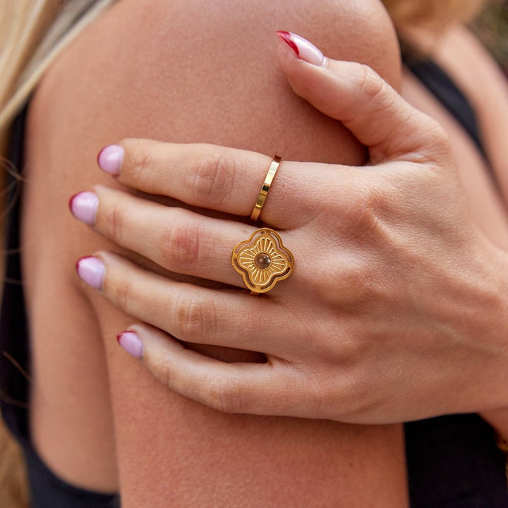 Tiger's Eye Flower Ring