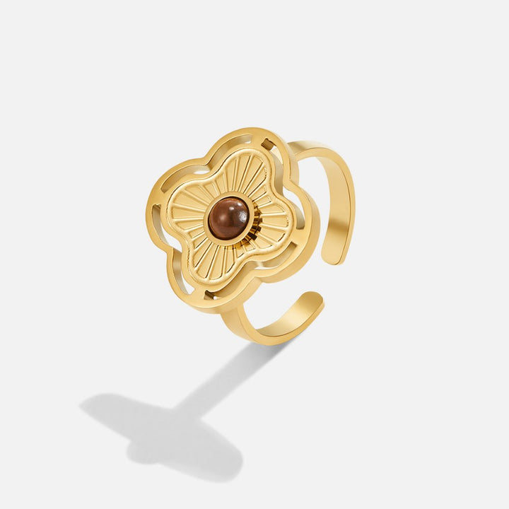 Tiger's Eye Flower Ring